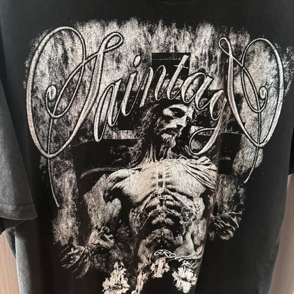 Portrait Print Black Crew Neck T-Shirt - Picture 3 of 5